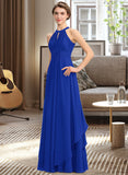 Alisa A-Line Scoop Neck Floor-Length Chiffon Bridesmaid Dress With Ruffle UKP0013133