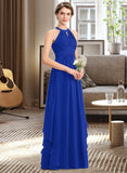 Alisa A-Line Scoop Neck Floor-Length Chiffon Bridesmaid Dress With Ruffle UKP0013133