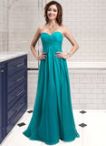 Amanda Chiffon Floor-length Empire Bridesmaid Dress with Sweetheart Neckline UKP0013137