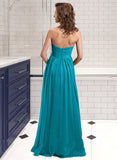 Amanda Chiffon Floor-length Empire Bridesmaid Dress with Sweetheart Neckline UKP0013137