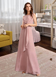 Kristen A-Line Floor-Length Bridesmaid Dress With Bow(s) UKP0013139