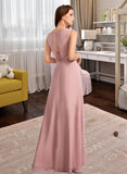 Kristen A-Line Floor-Length Bridesmaid Dress With Bow(s) UKP0013139