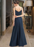 Moriah A-Line V-neck Floor-Length Bridesmaid Dress With Split Front Pockets UKP0013142