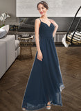 Rosa A-Line V-neck Asymmetrical Bridesmaid Dress With Lace Bow(s) UKP0013143