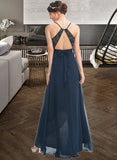 Rosa A-Line V-neck Asymmetrical Bridesmaid Dress With Lace Bow(s) UKP0013143