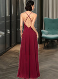 Savanna A-Line Scoop Neck Square Neckline Floor-Length Chiffon Bridesmaid Dress UKP0013146