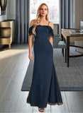 Sidney Sheath/Column Off-the-Shoulder Floor-Length Bridesmaid Dress With Ruffle Beading UKP0013149