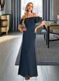 Sidney Sheath/Column Off-the-Shoulder Floor-Length Bridesmaid Dress With Ruffle Beading UKP0013149