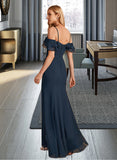 Sidney Sheath/Column Off-the-Shoulder Floor-Length Bridesmaid Dress With Ruffle Beading UKP0013149