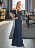 Sidney Sheath/Column Off-the-Shoulder Floor-Length Bridesmaid Dress With Ruffle Beading UKP0013149