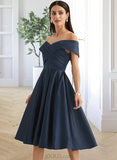 Michaela A-Line Off-the-Shoulder Knee-Length Bridesmaid Dress With Pockets UKP0013150