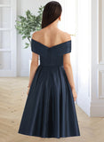 Michaela A-Line Off-the-Shoulder Knee-Length Bridesmaid Dress With Pockets UKP0013150