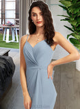 Amanda Sheath/Column V-neck Floor-Length Bridesmaid Dress UKP0013152