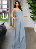 Amanda Sheath/Column V-neck Floor-Length Bridesmaid Dress UKP0013152