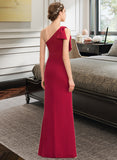 Danna Sheath/Column One-Shoulder Floor-Length Stretch Crepe Bridesmaid Dress With Split Front UKP0013153