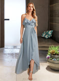 Lorelei A-Line V-neck Asymmetrical Bridesmaid Dress With Ruffle UKP0013155