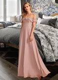 Kelsey A-Line Off-the-Shoulder Floor-Length Bridesmaid Dress With Ruffle UKP0013156