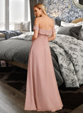 Kelsey A-Line Off-the-Shoulder Floor-Length Bridesmaid Dress With Ruffle UKP0013156