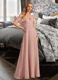 Kelsey A-Line Off-the-Shoulder Floor-Length Bridesmaid Dress With Ruffle UKP0013156