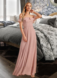 Kelsey A-Line Off-the-Shoulder Floor-Length Bridesmaid Dress With Ruffle UKP0013156