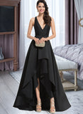 Marilyn Ball-Gown/Princess V-neck Asymmetrical Satin Bridesmaid Dress With Cascading Ruffles UKP0013157