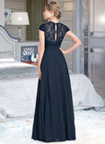 Brynlee A-Line Sweetheart Floor-Length Chiffon Lace Bridesmaid Dress With Ruffle UKP0013163