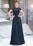 Brynlee A-Line Sweetheart Floor-Length Chiffon Lace Bridesmaid Dress With Ruffle UKP0013163