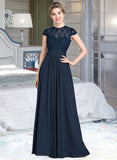 Brynlee A-Line Sweetheart Floor-Length Chiffon Lace Bridesmaid Dress With Ruffle UKP0013163