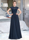 Brynlee A-Line Sweetheart Floor-Length Chiffon Lace Bridesmaid Dress With Ruffle UKP0013163