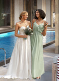 Eva A-Line V-neck Floor-Length Bridesmaid Dress With Ruffle UKP0013164