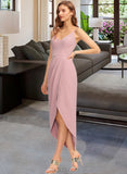 Eve Sheath/Column V-neck Asymmetrical Stretch Crepe Bridesmaid Dress UKP0013167