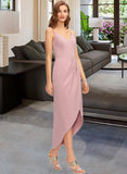 Eve Sheath/Column V-neck Asymmetrical Stretch Crepe Bridesmaid Dress UKP0013167