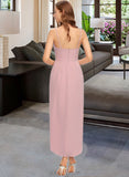 Eve Sheath/Column V-neck Asymmetrical Stretch Crepe Bridesmaid Dress UKP0013167