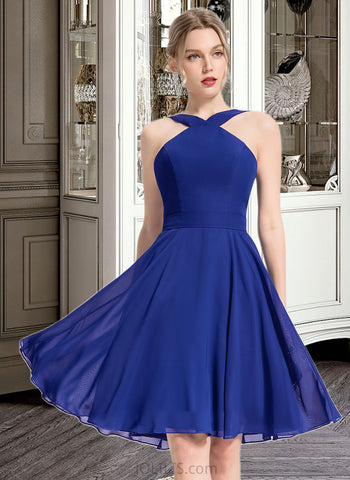 Erika A-line V-Neck Knee-Length Chiffon Bridesmaid Dress UKP0013170