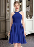 Erika A-line V-Neck Knee-Length Chiffon Bridesmaid Dress UKP0013170