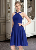 Erika A-line V-Neck Knee-Length Chiffon Bridesmaid Dress UKP0013170