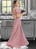 Giselle A-Line Square Neckline Floor-Length Bridesmaid Dress With Ruffle Cascading Ruffles UKP0013172