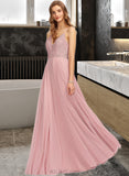 Azaria A-Line V-neck Floor-Length Chiffon Bridesmaid Dress UKP0013173