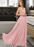 Azaria A-Line V-neck Floor-Length Chiffon Bridesmaid Dress UKP0013173