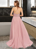 Azaria A-Line V-neck Floor-Length Chiffon Bridesmaid Dress UKP0013173