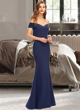 Maci Trumpet/Mermaid Off-the-Shoulder Floor-Length Stretch Crepe Bridesmaid Dress With Split Front UKP0013175