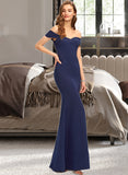 Maci Trumpet/Mermaid Off-the-Shoulder Floor-Length Stretch Crepe Bridesmaid Dress With Split Front UKP0013175