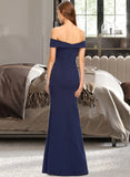 Maci Trumpet/Mermaid Off-the-Shoulder Floor-Length Stretch Crepe Bridesmaid Dress With Split Front UKP0013175