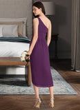 Teagan Sheath/Column One-Shoulder Asymmetrical Chiffon Bridesmaid Dress With Ruffle UKP0013176