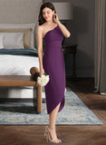 Teagan Sheath/Column One-Shoulder Asymmetrical Chiffon Bridesmaid Dress With Ruffle UKP0013176