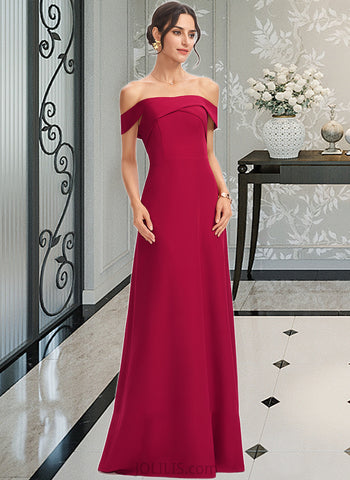 Amber Sheath/Column Off-the-Shoulder Floor-Length Bridesmaid Dress With Ruffle UKP0013177