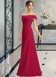 Amber Sheath/Column Off-the-Shoulder Floor-Length Bridesmaid Dress With Ruffle UKP0013177