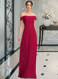 Amber Sheath/Column Off-the-Shoulder Floor-Length Bridesmaid Dress With Ruffle UKP0013177