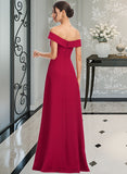 Amber Sheath/Column Off-the-Shoulder Floor-Length Bridesmaid Dress With Ruffle UKP0013177