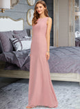 Zara Sheath/Column Scoop Neck Floor-Length Chiffon Bridesmaid Dress With Split Front UKP0013179